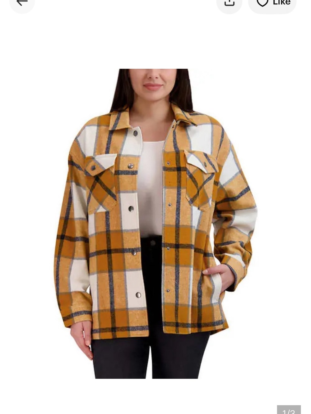 Women's HFX Mustard Plaid Flannel Poly/Wool Shirt/Jacket. SZ M